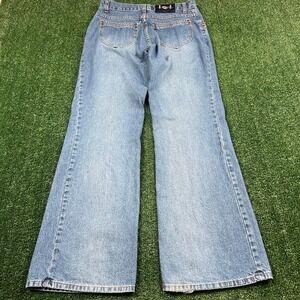 VTG L.E.I. Jeans Women's 9 31x31" Blue Wide Leg High Rise Flare Made in USA Y2K